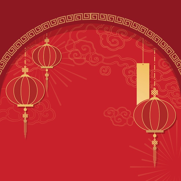 Free vector chinese new year mockup illustration