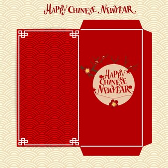 Chinese new year money red packet (ang pau) design. vector illustration.