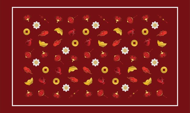 Chinese new year pattern illustration background wallpaper banner template flyer poster event label