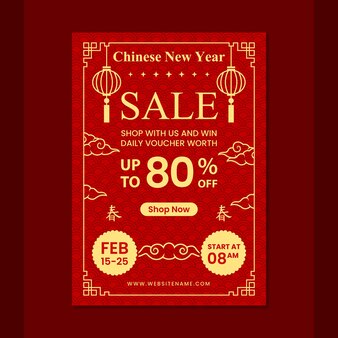 Chinese new year poster promo sale design template