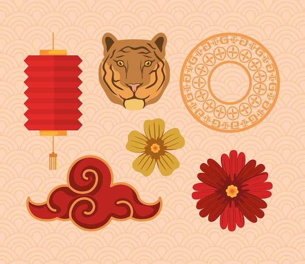 Chinese new year six icons