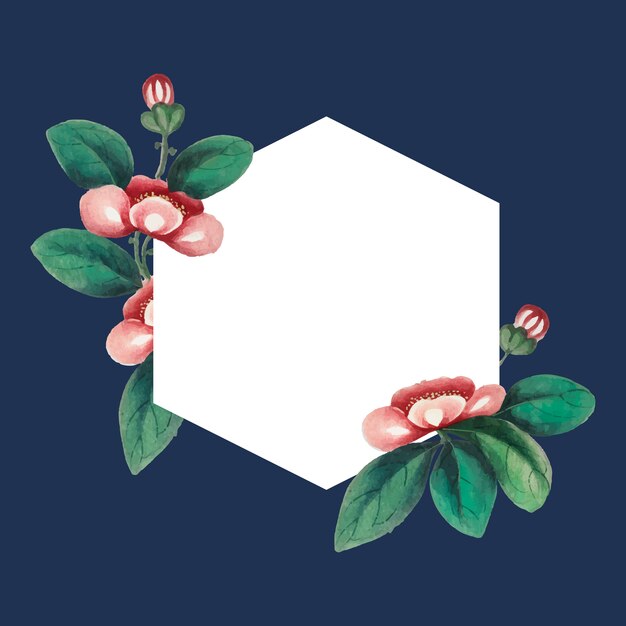 Chinese painting featuring flowers blank hexagon 