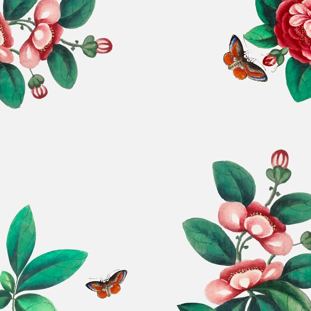 꽃과 나비를 갖춘 중국어 회화 벽지