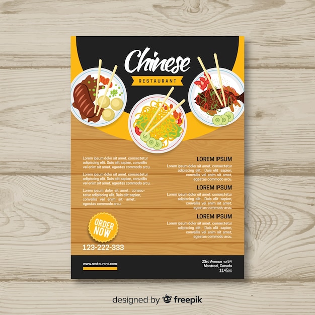 Free vector chinese restaurant brochure template