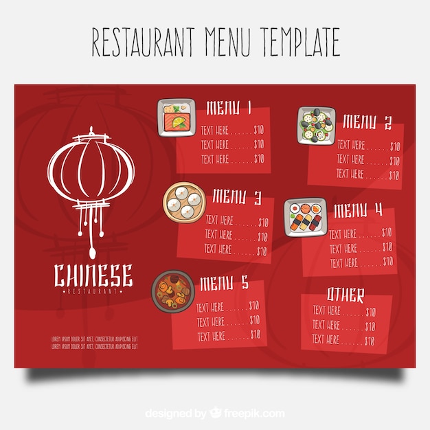 Modello cinese menu menu