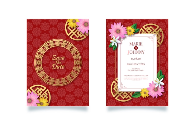 Free vector chinese style for wedding invitation