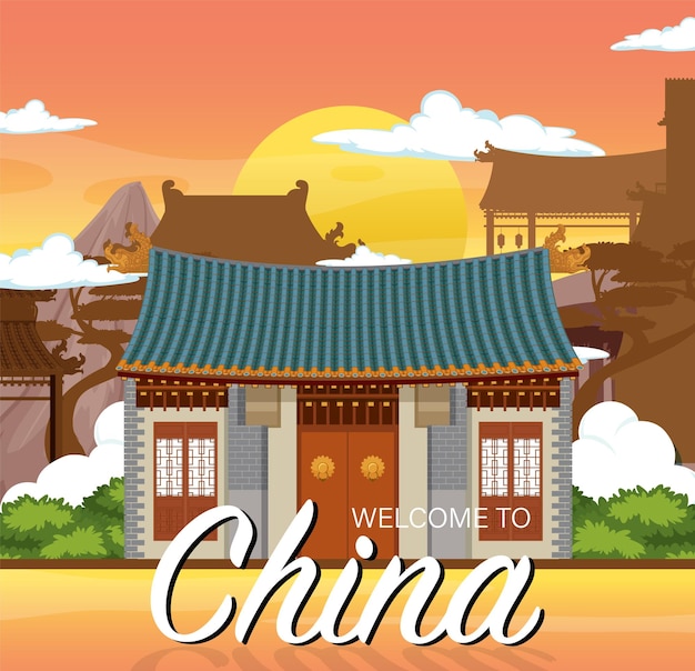 Free vector chinese tradition house building background