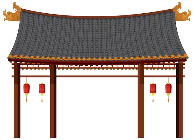 Бесплатное векторное изображение Китайская традиционная архитектура на белом фоне