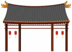 Free vector chinese traditional architectures on white background