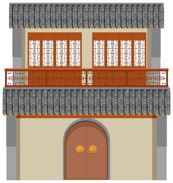 Бесплатное векторное изображение Китайское традиционное здание на белом фоне