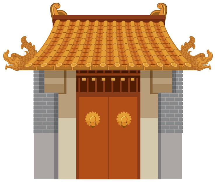Free Vector chinese traditional building on white background