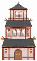 Free vector chinese traditional building on white background