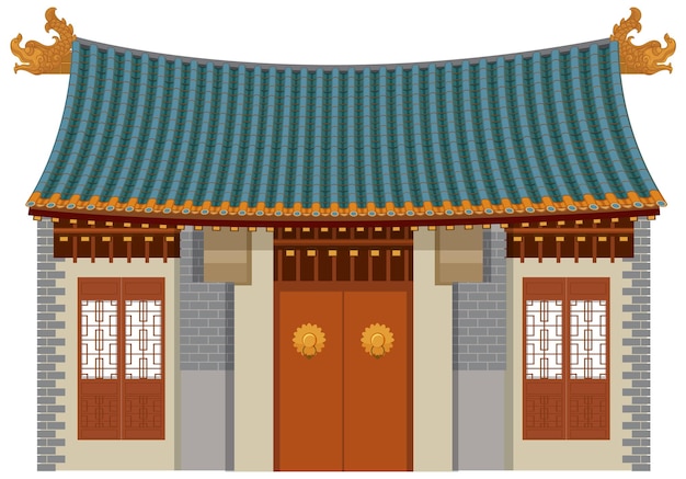 Free vector chinese traditional building on white background