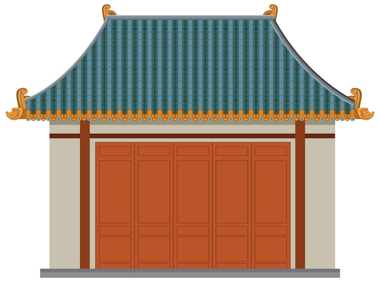 Free Vector chinese traditional building on white background