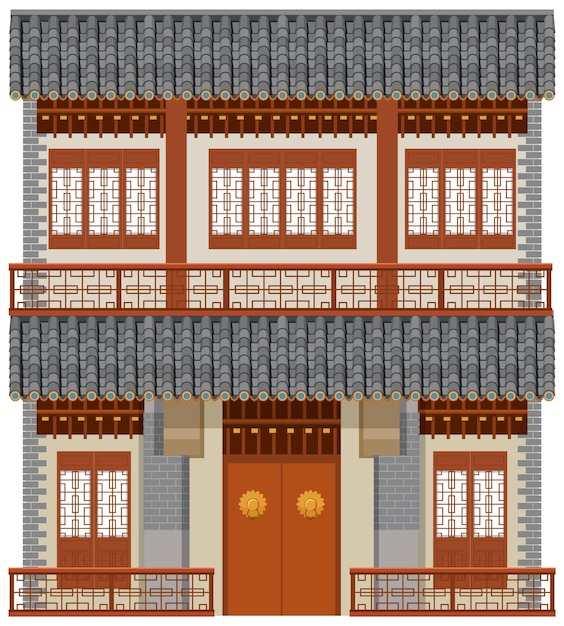 Vettore gratuito edificio tradizionale cinese su sfondo bianco