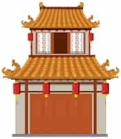 Free vector chinese traditional building on white background