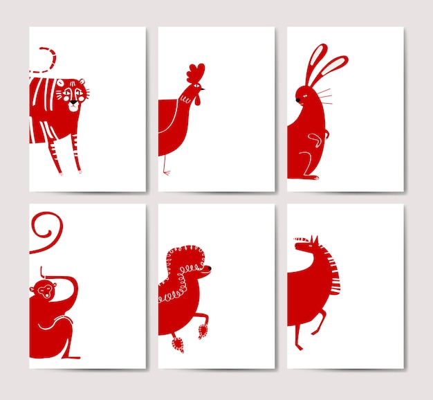 Free vector chinese zodiac signs