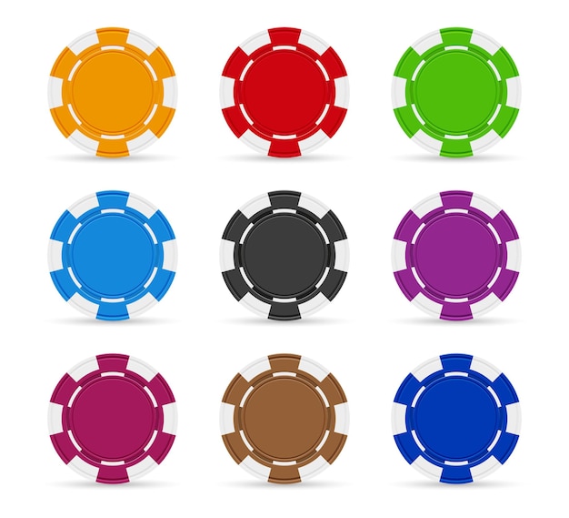 ポーカーとカジノ用のチップチップのセットカジノとポーカーの異なる色と空白