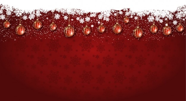 Free vector chirstmas background with hanging baubles