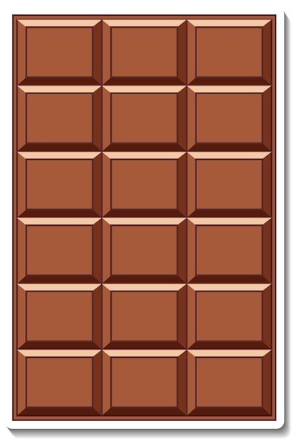 Стикер плитки шоколада, изолированные на белом фоне
