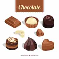 Free vector chocolate bonbons collection with different shapes