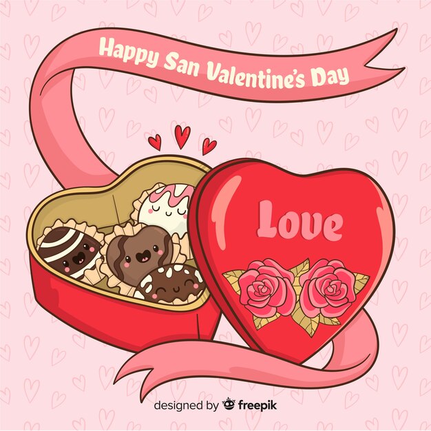 초콜릿 상자 발렌타인 배경