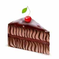 Free vector chocolate cake with cherry isolated