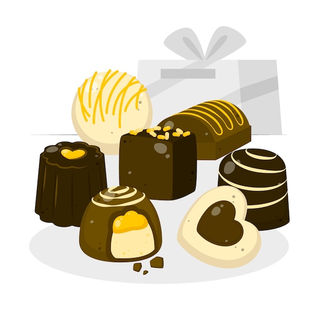Бесплатное векторное изображение Иллюстрация концепции шоколадных конфет