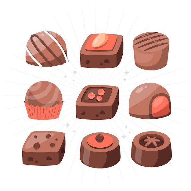 Free vector chocolate candies  concept illustration