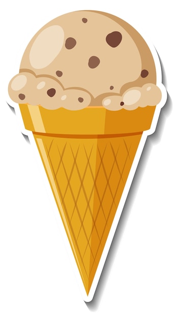 Chocolate chip ice-creame in the waffle cone sticker