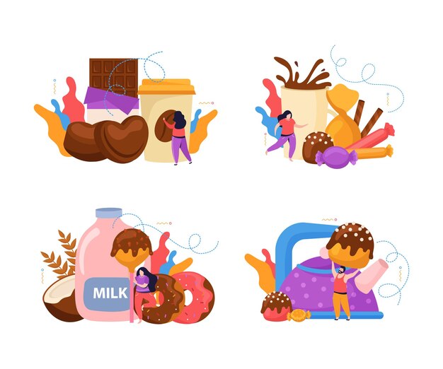 Free vector chocolate compositions set