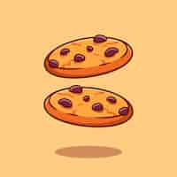 Free vector chocolate cookies cartoon   icon illustration. food snack icon concept isolated  . flat cartoon style