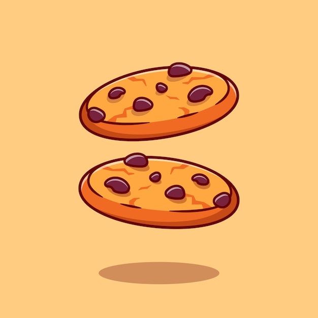 Chocolate Cookies Cartoon   Icon Illustration. Food Snack Icon Concept Isolated  . Flat Cartoon Style