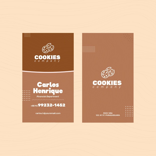 Free vector chocolate cookies double sided business card