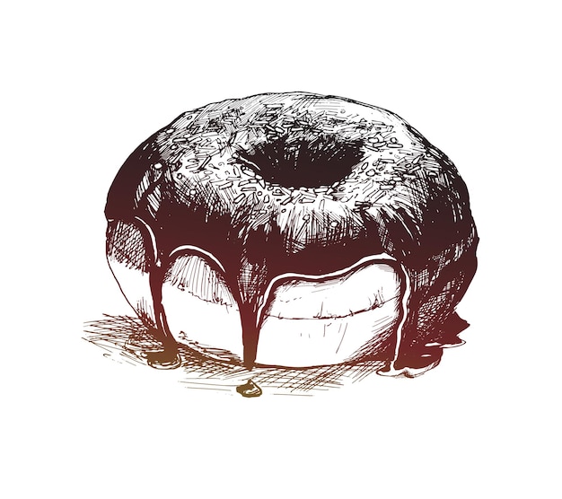 Шоколадный пончик пончик изолирован на белом векторном фоне