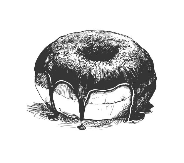 Шоколадный пончик Пончик изолирован на белом векторном фоне