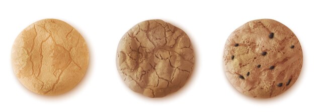 Chocolate drop cookies realistic vector biscuit