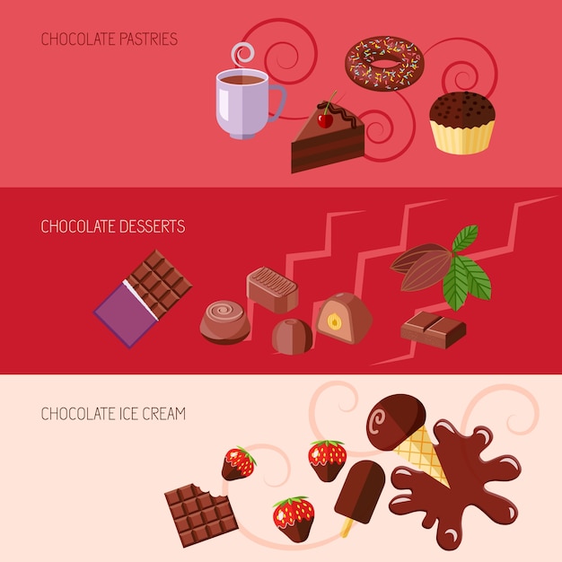 Free vector chocolate flat banners