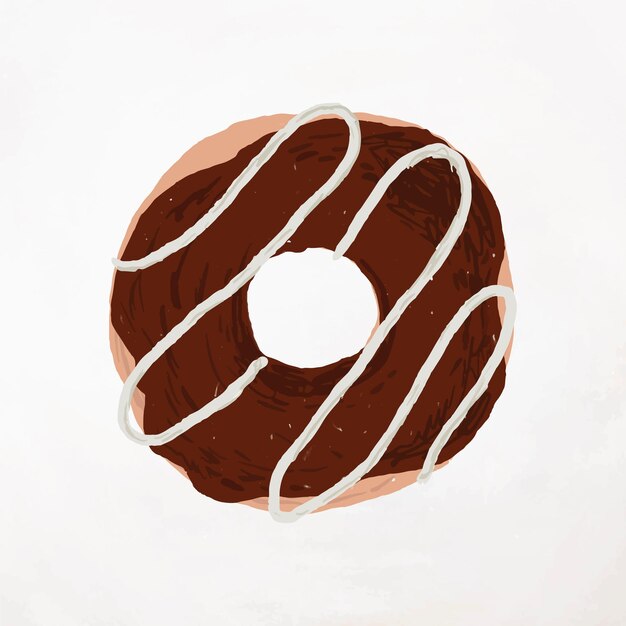 Шоколадный матовый пончик элемент вектора милый рисованной стиль