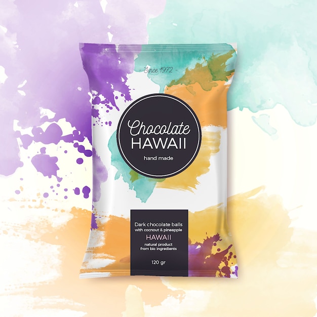 Vettore gratuito imballaggio variopinto del cioccolato hawai