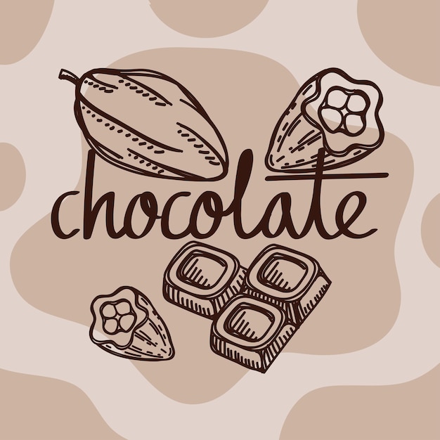 Vettore gratuito icone di scritte e prodotti di cioccolato