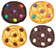 Free vector chocolate and milk cookies collection