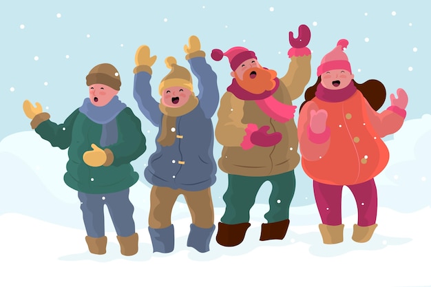 Free vector choir of people singing christmas carol