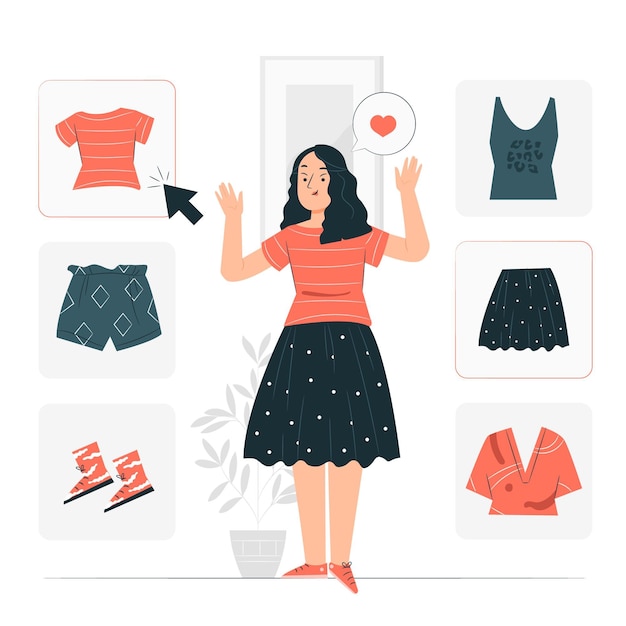 Бесплатное векторное изображение Выбор иллюстрации концепции одежды