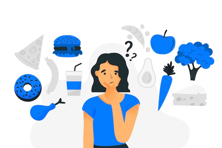 Free Vector choosing between healthy or unhealthy food