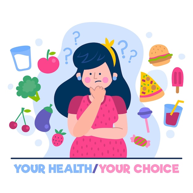 Choosing between healthy or unhealthy food