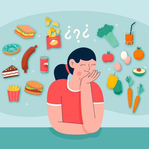Выбор между здоровой или нездоровой пищей