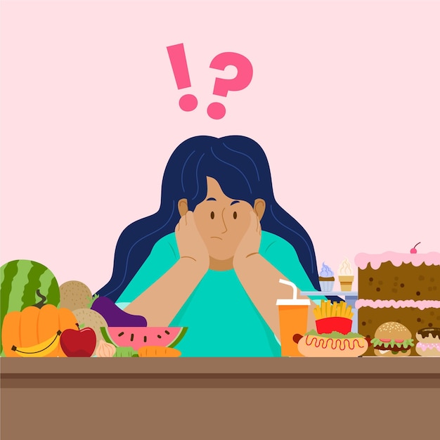 Choosing between healthy or unhealthy food