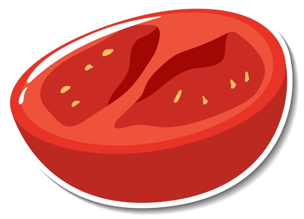 Chopped tomato sticker on white