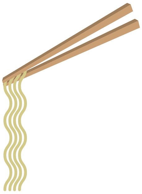 Chopsticks with Noodles in cartoon style